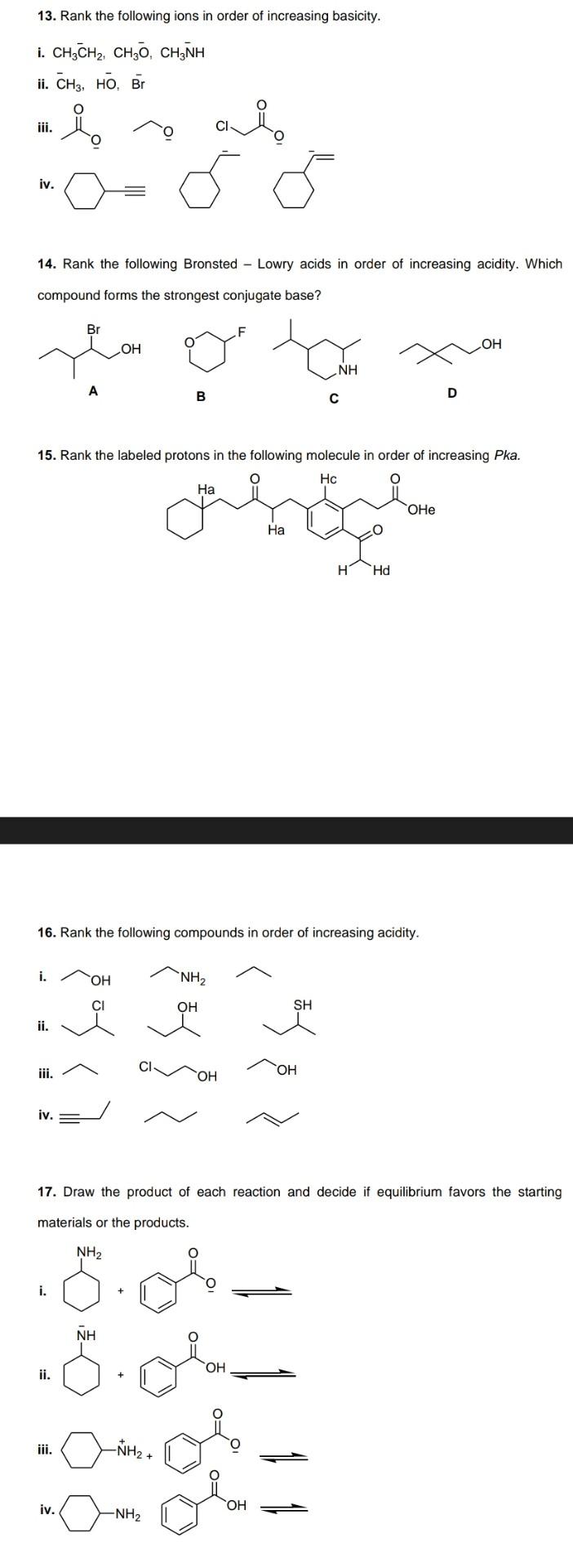 Solved 13. Rank the following ions in order of increasing | Chegg.com