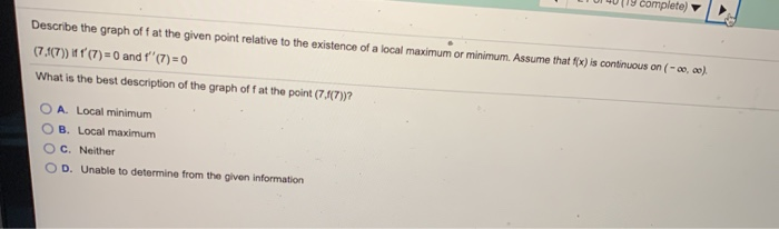 Solved Describe the graph off at the given point relative to | Chegg.com
