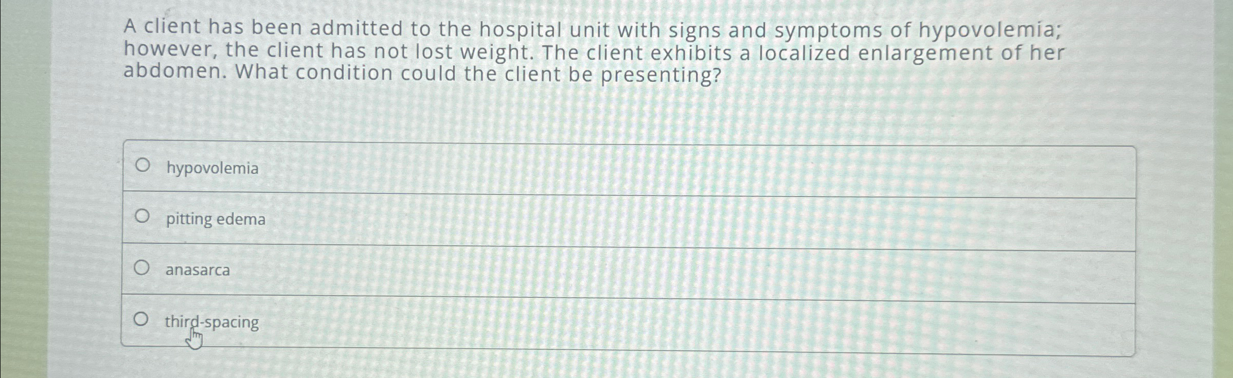 Solved A client has been admitted to the hospital unit with | Chegg.com