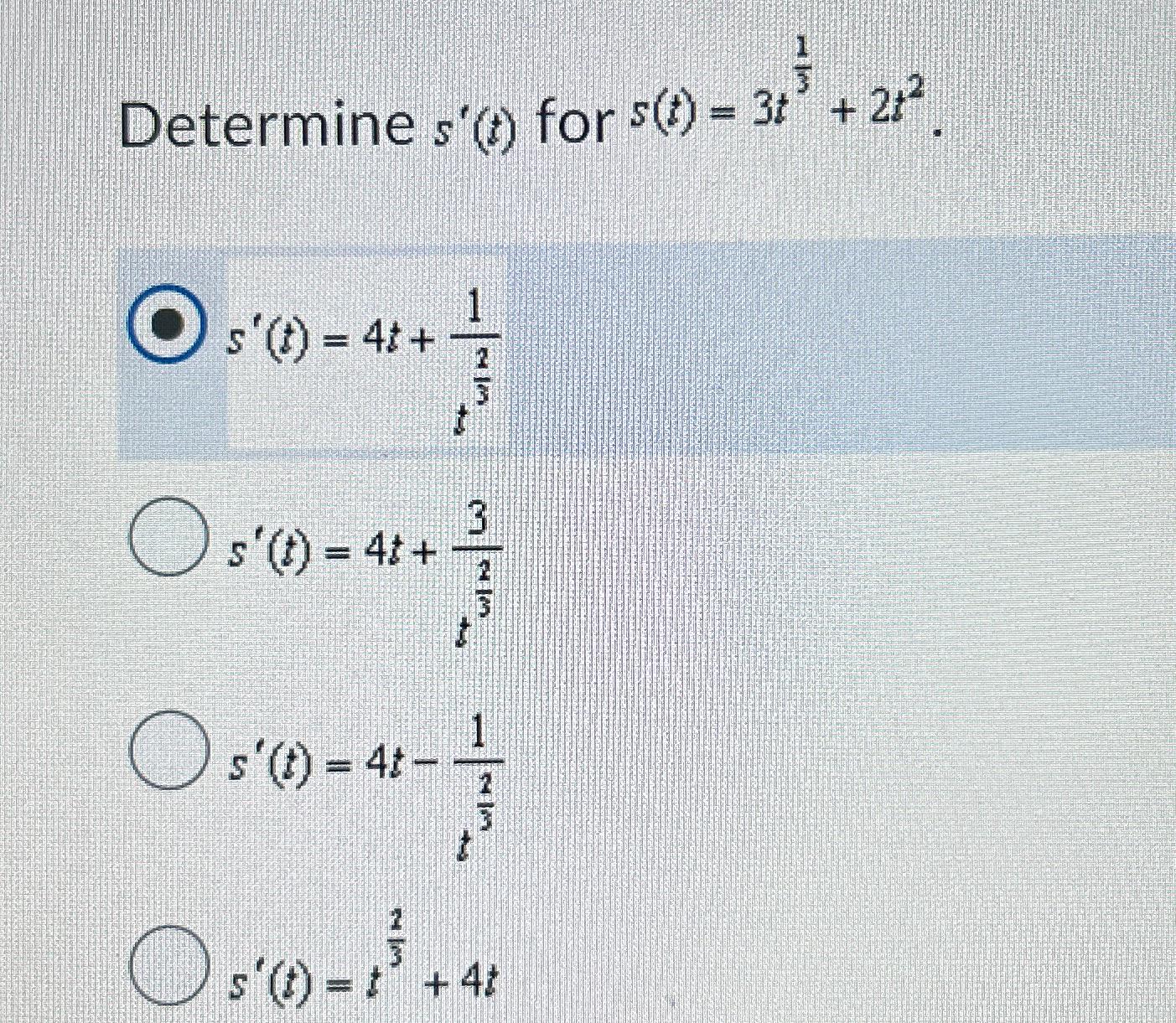 Solved Determine s'(t) ﻿for | Chegg.com