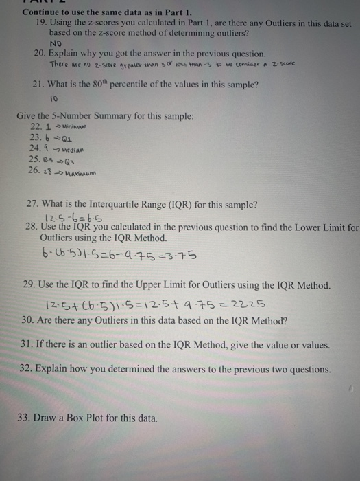 Solved Continue To Use The Same Data As In Part 1 19 Using Chegg Com