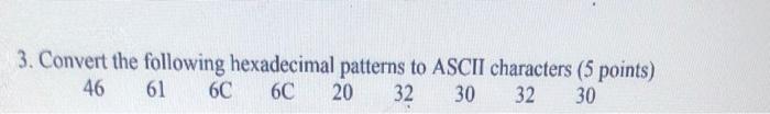 Solved 3. Convert the following hexadecimal patterns to | Chegg.com