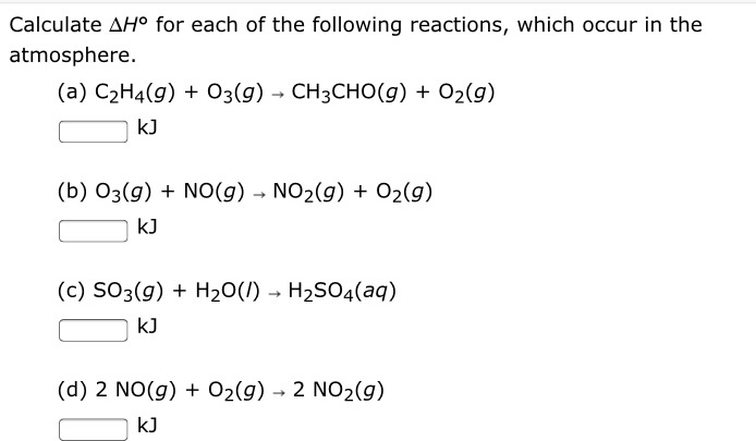 Solved Calculate AH for each of the following reactions Chegg