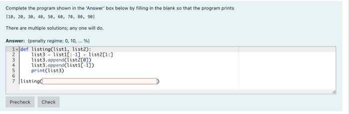 Solved Fill in the missing code in the 'Answer" box below so | Chegg.com
