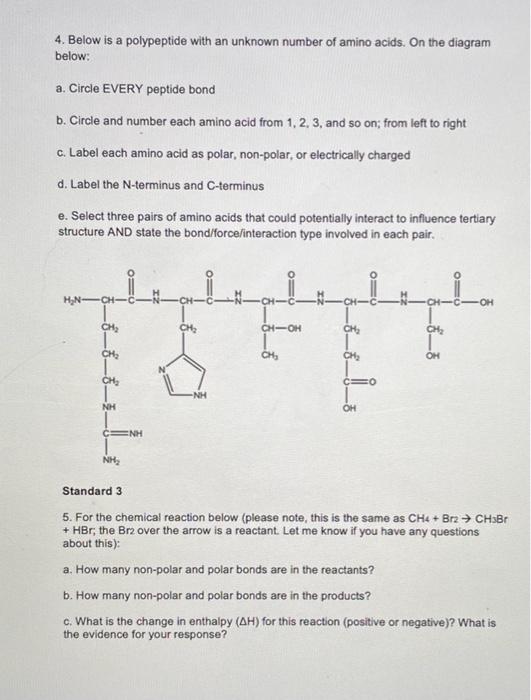 Solved 4. Below is a polypeptide with an unknown number of | Chegg.com