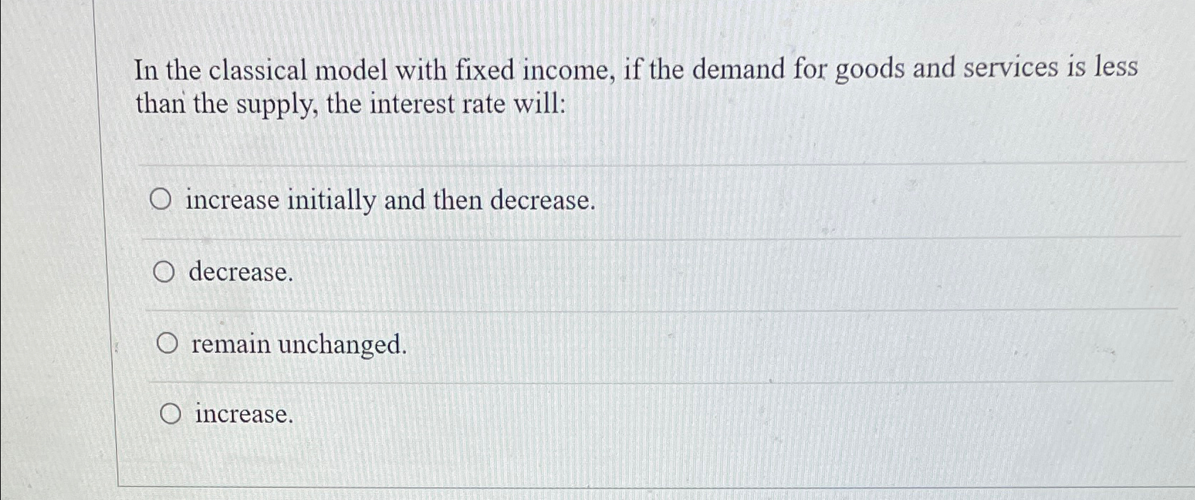 Solved In the classical model with fixed income, if the | Chegg.com