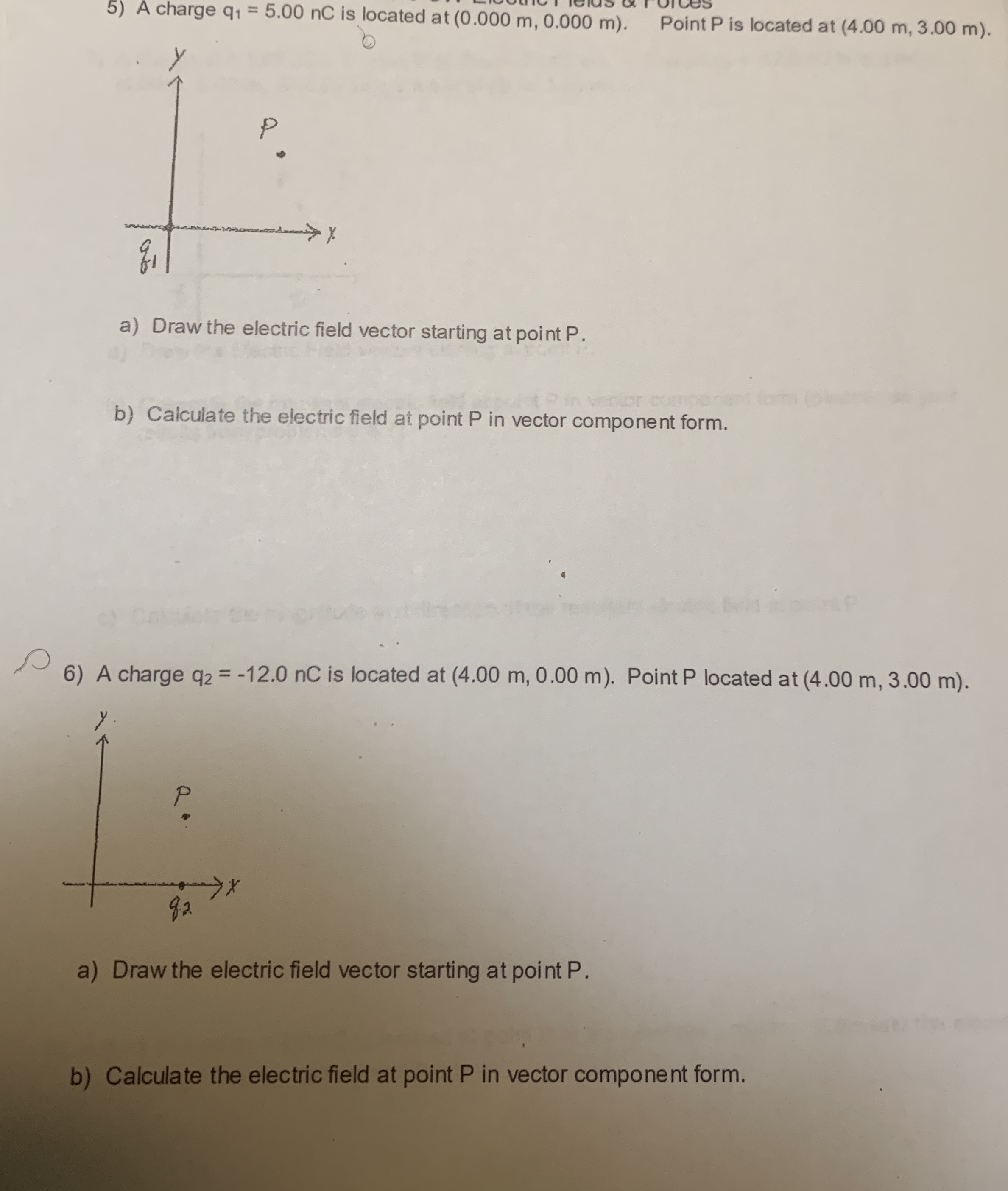 Solved I-3 ﻿CW Electric Fields & ForcesA charge q1=5.00nC | Chegg.com