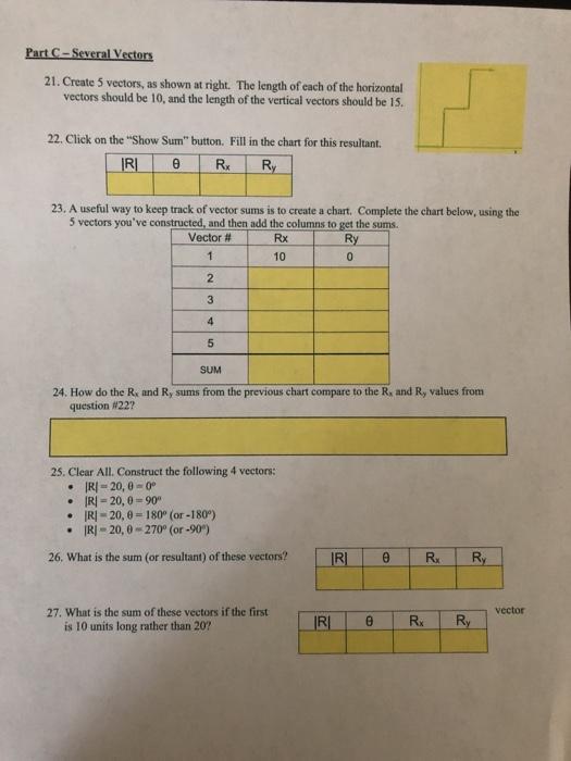 Solved Part C-Several Vectors 21. Create 5 vectors, as shown | Chegg.com