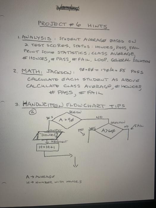 Solved PROJECT #6 HINTS 1. ANALYSIS : STUDENT AVERASE BASED | Chegg.com