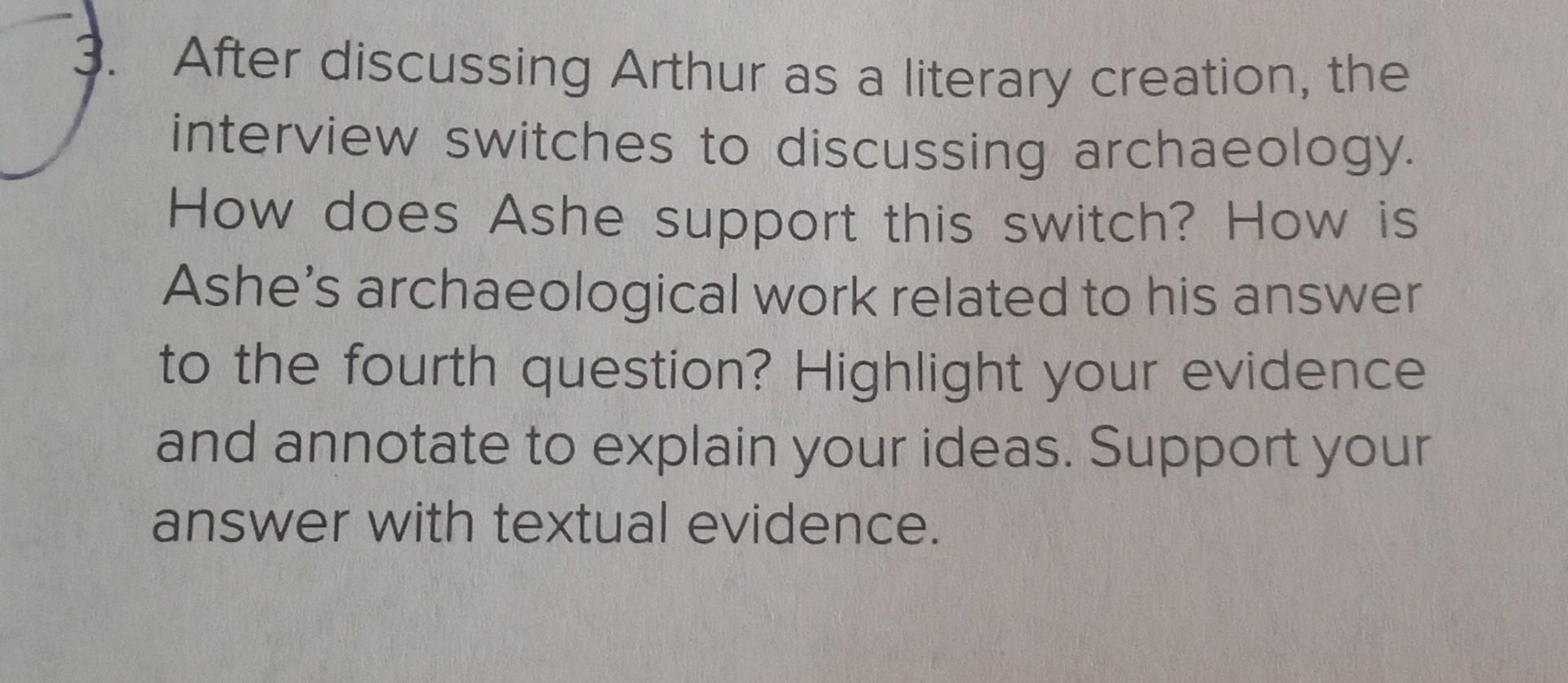 After discussing Arthur as a literary creation, the