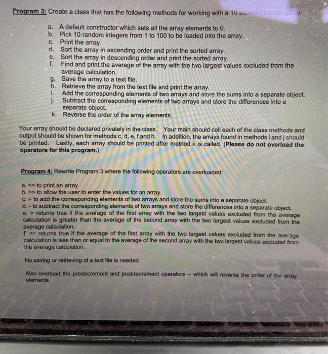 Solved Program 3: Create a class that has the following | Chegg.com