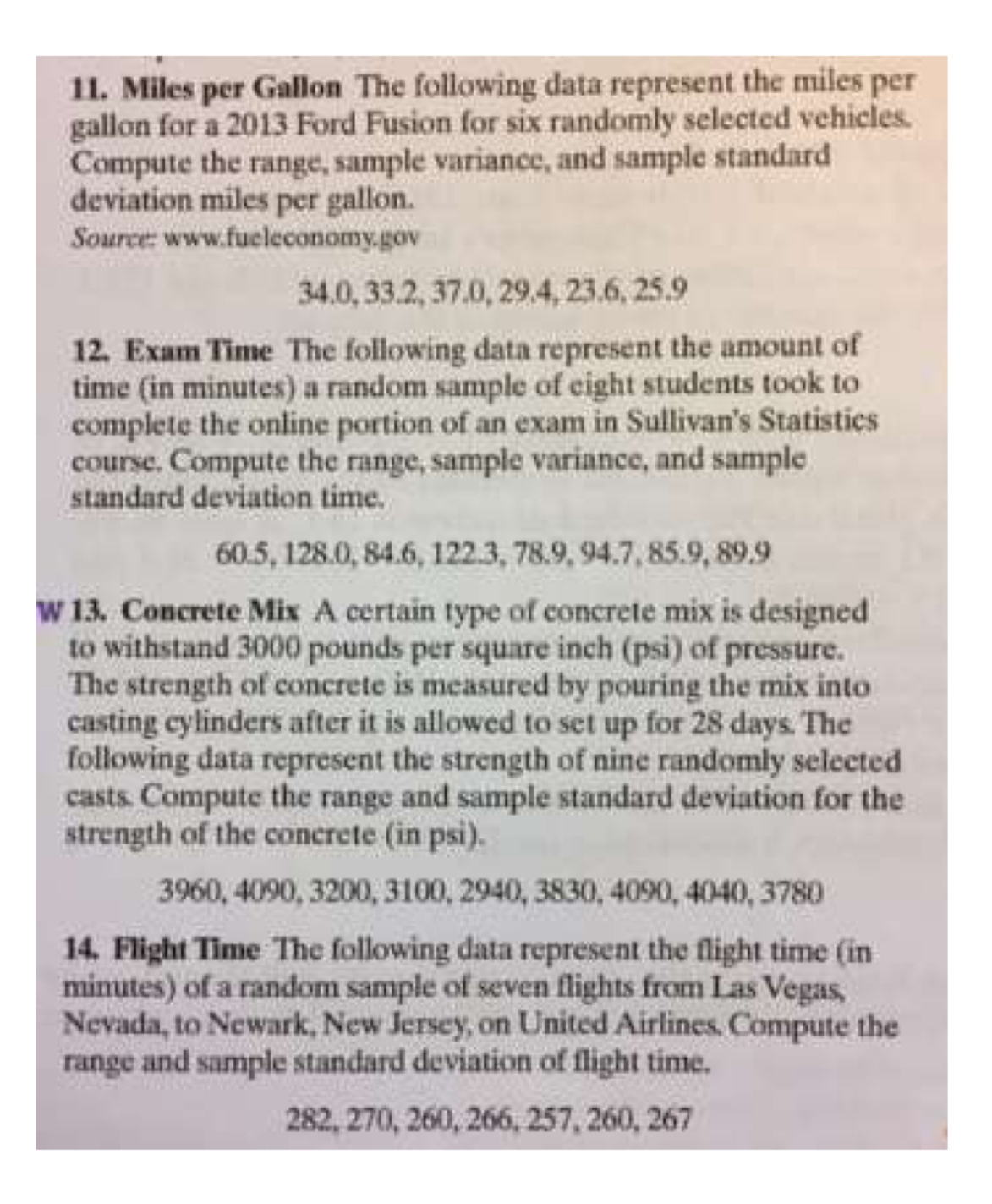 Solved Miles per Gallon The following data represent the | Chegg.com