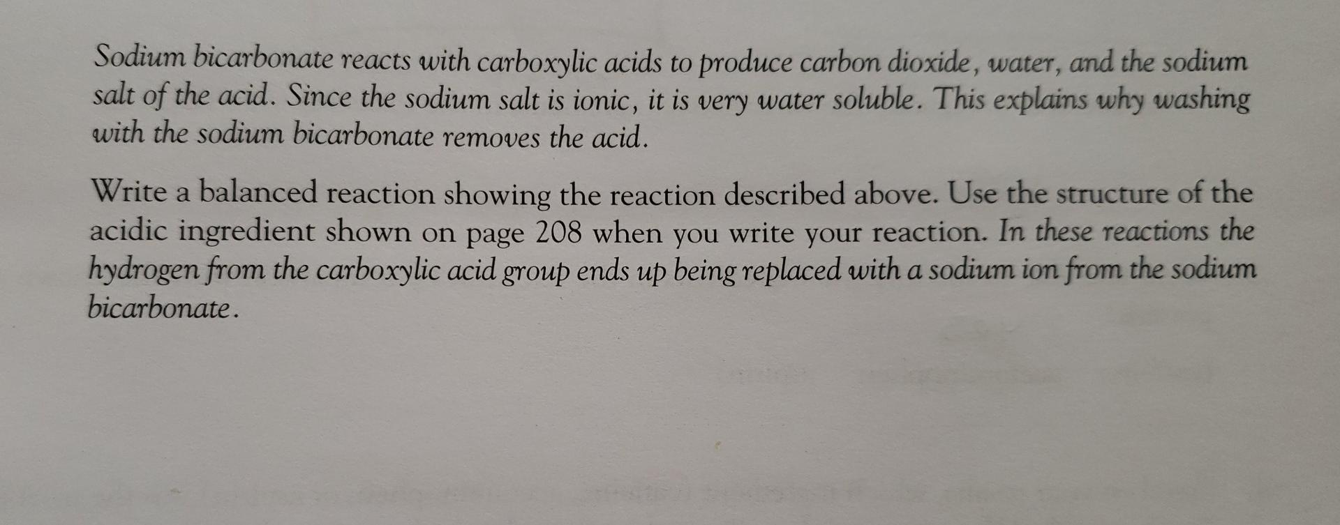 Solved Sodium Bicarbonate Reacts With Carboxylic Acids To 6577