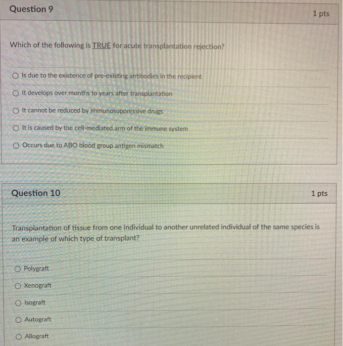Solved Question 9 1 pts Which of the following is TRUE for | Chegg.com