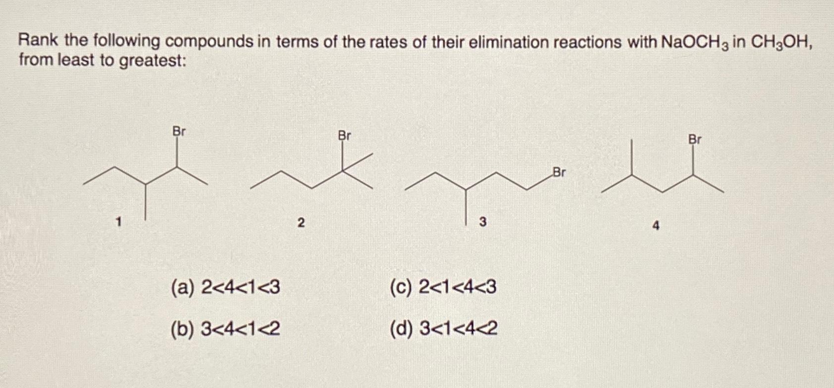Solved Rank the following compounds in terms of the rates of | Chegg.com