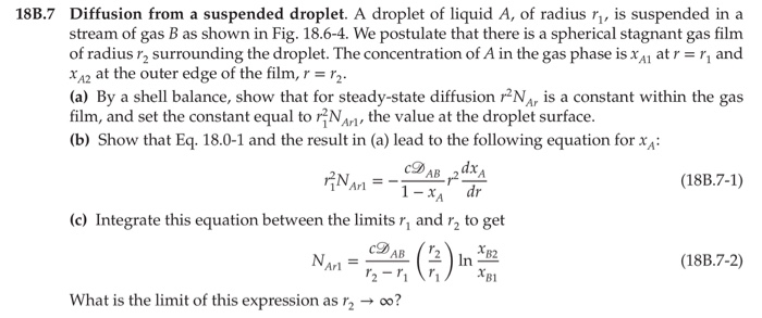 Solved 18B.7 Diffusion from a suspended droplet. A droplet | Chegg.com