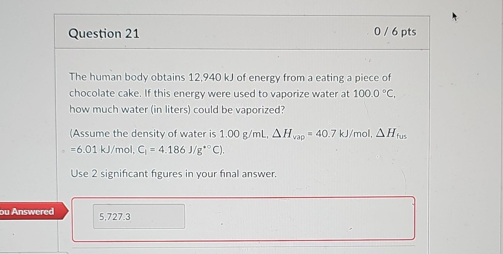 Solved The human body obtains 12,940 kJ of energy from a | Chegg.com