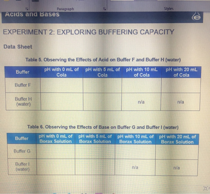 Styles Paragraph Acids and Bases EXPERIMENT 2