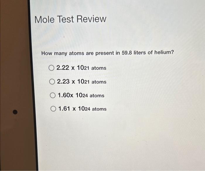 Solved Mole Test Review What is the number of moles of