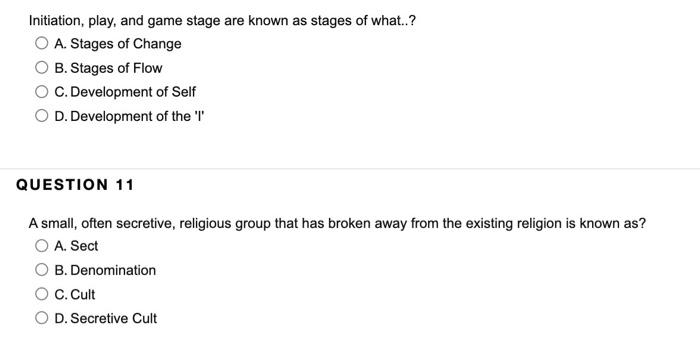 Initiation, play, and game stage are known as stages | Chegg.com