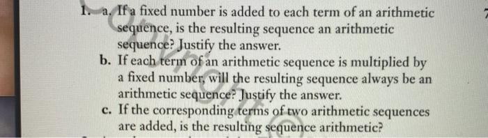 Solved 1. a. If a fixed number is added to each term of an | Chegg.com