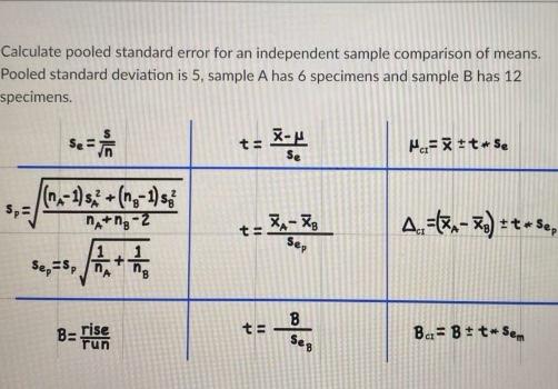 Solved Calculate pooled standard error for an independent | Chegg.com