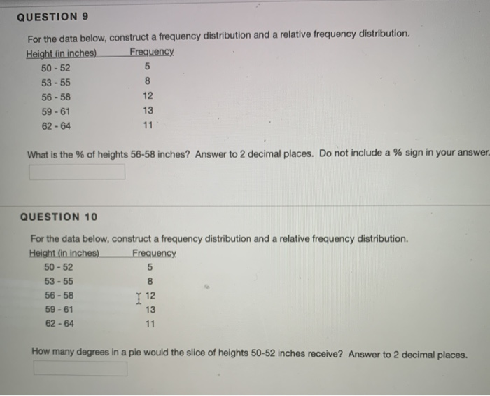 Solved QUESTION 7 For the data below, construct a frequency | Chegg.com