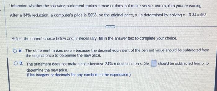 Solved Determine Whether The Following Statement Makes Sense | Chegg.com