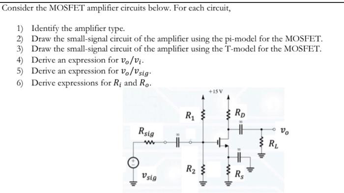 Solved Consider the MOSFET amplifier circuits below. For | Chegg.com