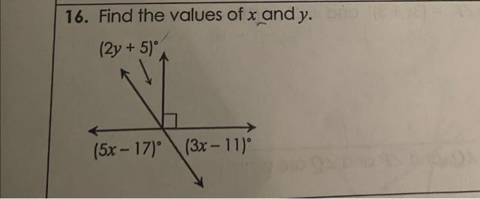 Solved 16. Find the values of x and y. | Chegg.com