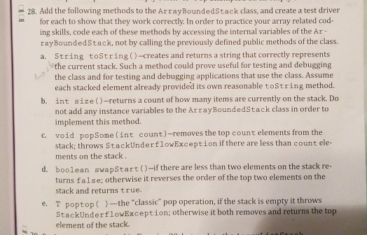 Solved 47. Repeat Exercise 28, but add the methods to the | Chegg.com
