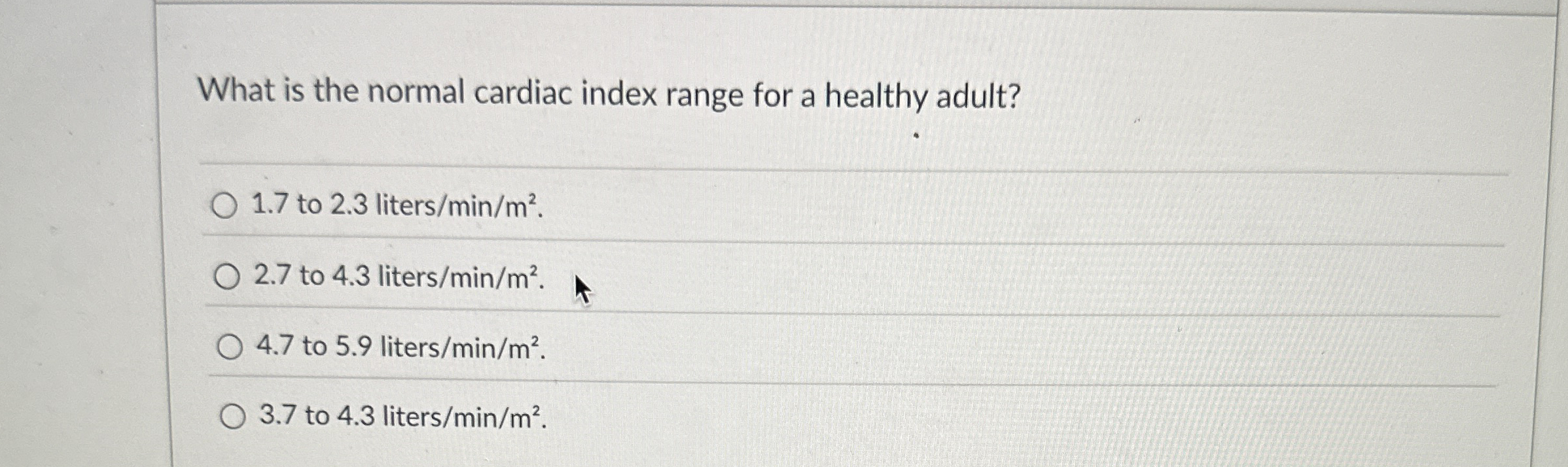 Solved What is the normal cardiac index range for a healthy | Chegg.com