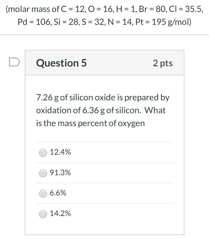 Solved (molar mass of C = 12,0 = 16, H = 1, Br = 80, Cl = | Chegg.com