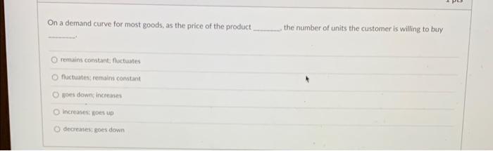 Solved On A Demand Curve For Most Goods, As The Price Of The 