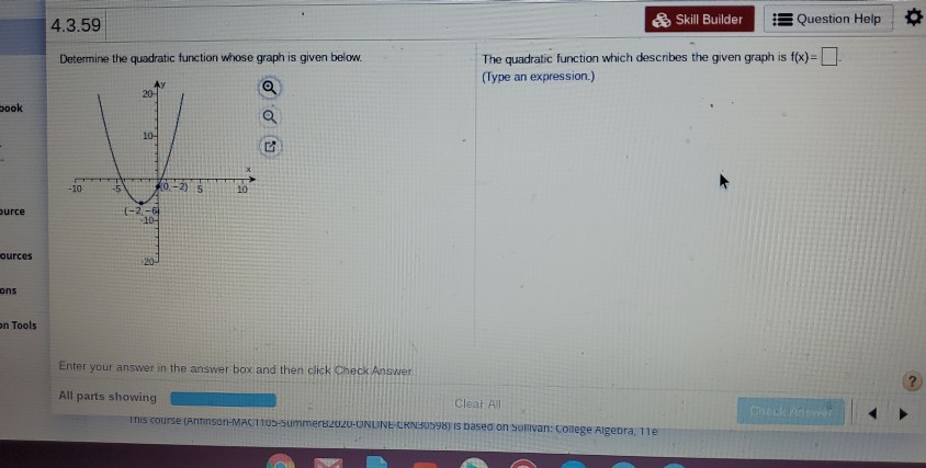 Solved 4.3.59 Skill Builder Question Help Determine the | Chegg.com