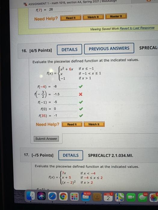 Solved 17. (-/5 Points] DETAILS SPRECALC7 2.1.034.MI. (7x | Chegg.com