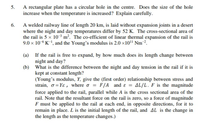 Solved 5. 6. A rectangular plate has a circular hole in the | Chegg.com