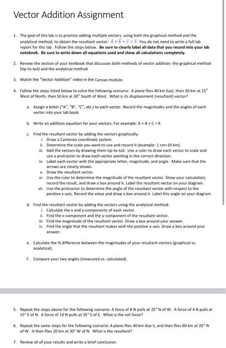 Vector Addition Assignment 1. The goal of this lab is | Chegg.com