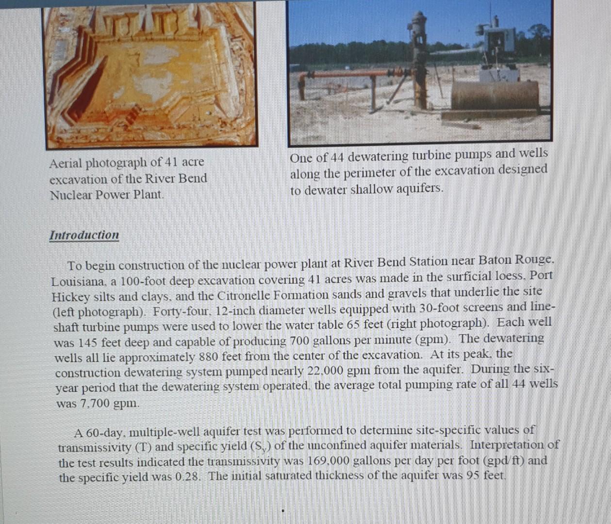 Solved Aerial photograph of 41 acre excavation of the River