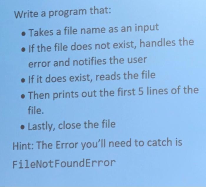 Solved a Write a program that: • Takes a file name as an | Chegg.com