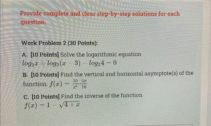 Solved Provide complete and clear step-by-step solutions for | Chegg.com