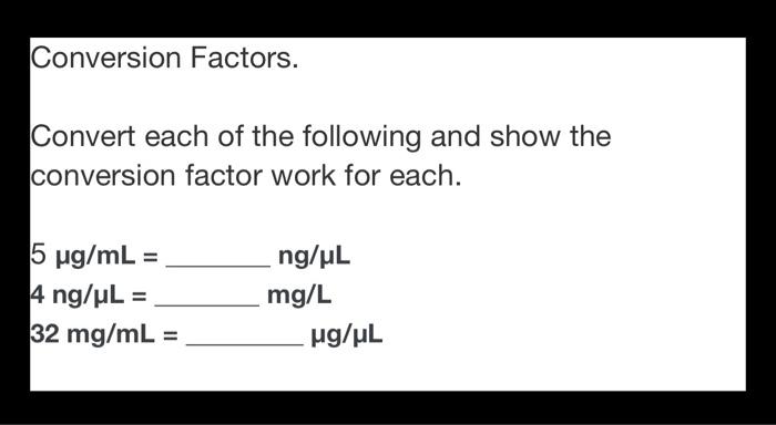 Solved Conversion Factors Convert Each Of The Following Chegg Com