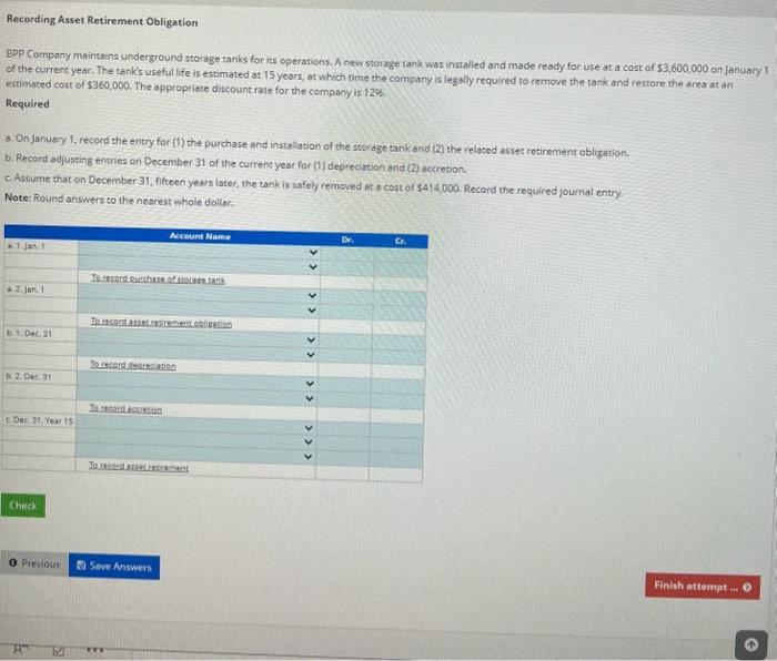 Solved Recording Asset Retirement Obligation BPP Company