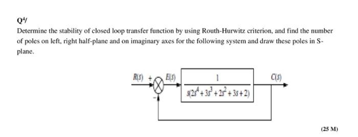 Solved Q" Determine the stability of closed loop transfer | Chegg.com