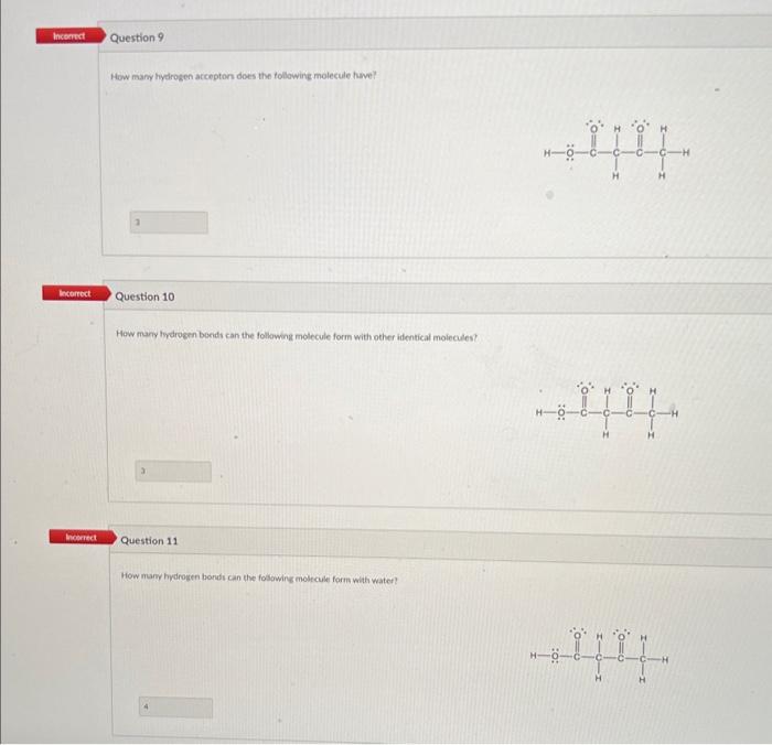 Solved How Many Hydrogen Bond Acceptors Does The Following