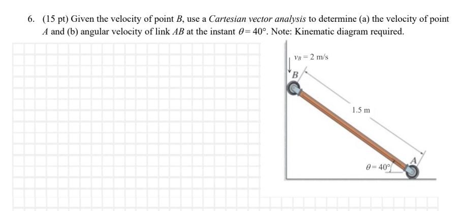 Solved Given the velocity of ﻿point B, ﻿use a Cartesian | Chegg.com