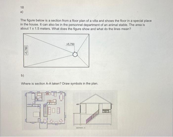 Solved 18 a) The figure below is a section from a floor plan | Chegg.com