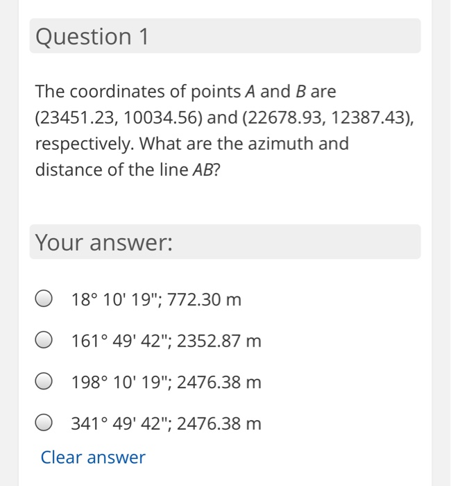 Solved Question 1 The Coordinates Of Points A And B Are | Chegg.com