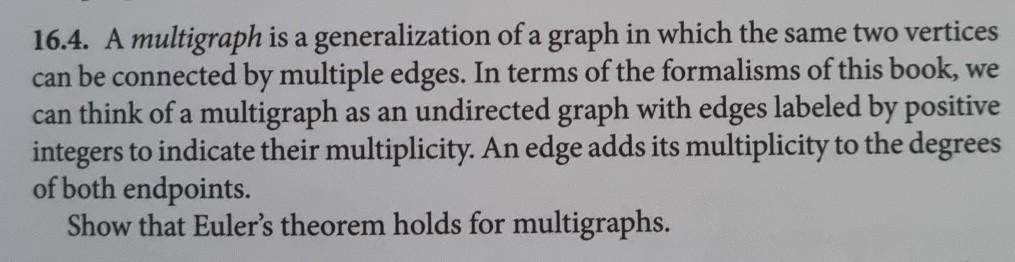 Solved 16.4. A multigraph is a generalization of a graph in | Chegg.com