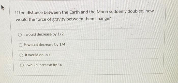 Solved If the distance between the Earth and the Moon | Chegg.com